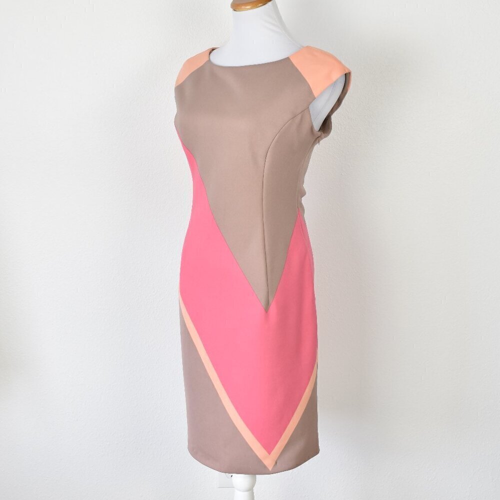 Maggy London Color Block Scuba Sheath Dress - 10 - Picture 3 of 8